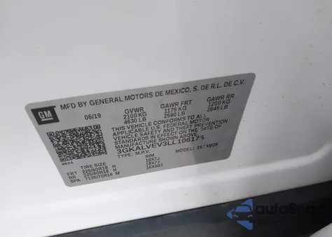 2020 GMC Terrain Awd Slt из США, поврежденный, VIN 3GKALVEV3LL106175